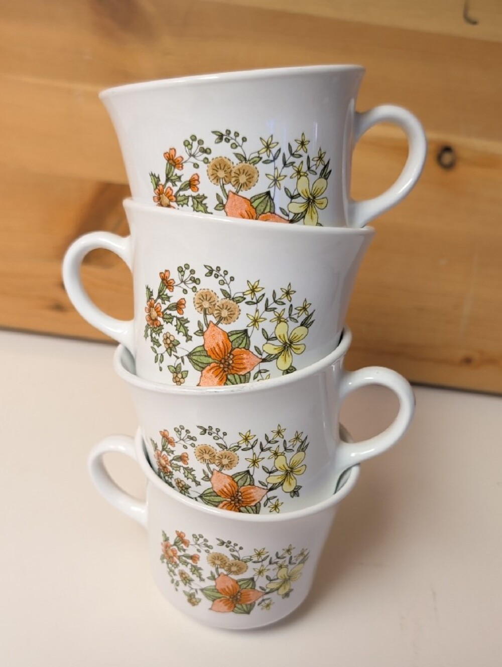 VTG. Corelle  (Corning) Indian Summer, Coffee/Tea Cups - Set of 4